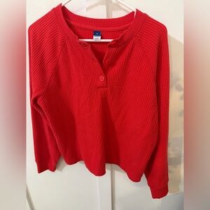 Old Navy Red Waffle Knit Long Sleeve Top